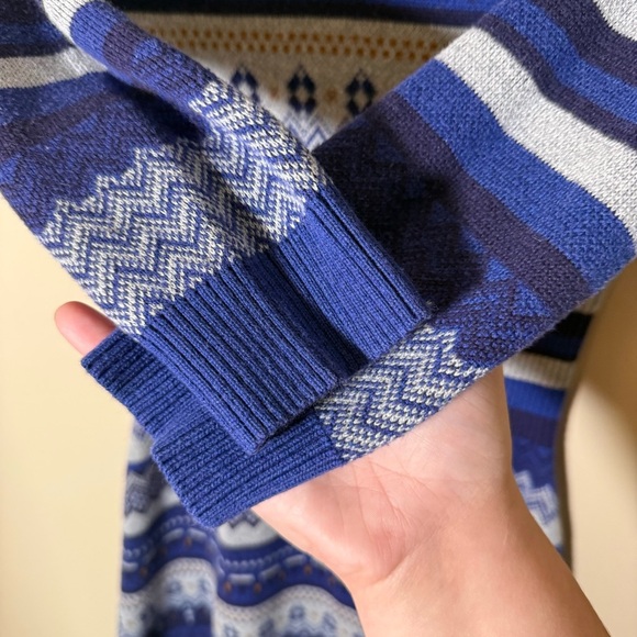 Athleta Fara Fair Isle Blue Knit 3/4 Sleeve Sweater Dress Size XS - Picture 6 of 8